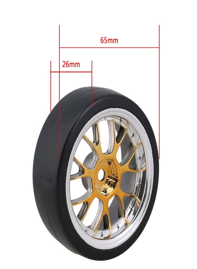 logyues 4PCS Plastic RC1:10 On-Road Racing Car Drift Smooth Tire & Y-Shaped Plated Yellow Wheels - Image 5